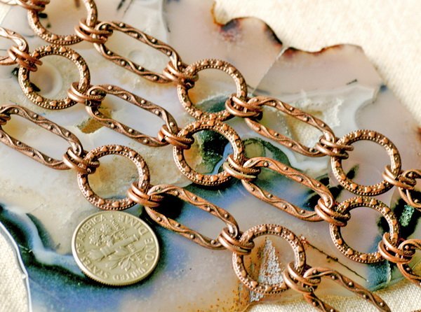2ft Antique Copper Tibetan Silver Filigree Chains h06d