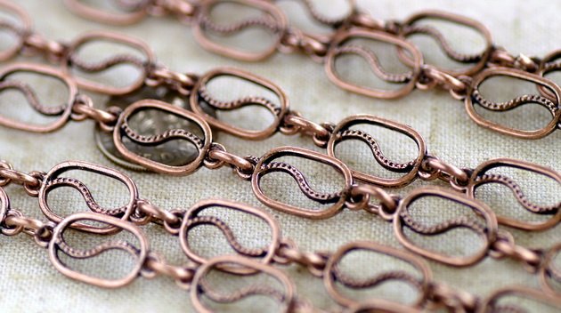 2ft Antique Copper Plated Metal Filigree Tibetan Silver Chains h10ad