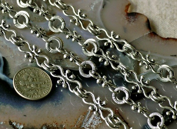 2ft Antique Silver Plated Filigree Tibetan Silver Chains Open Links h11b