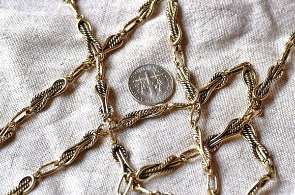 6ft Antique Golden Plated Metal Tibetan Silver Chains h24a