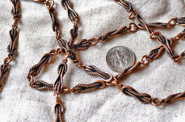 6ft Antique Copper Plated Tibetan Silver Chains For Necklace h24d