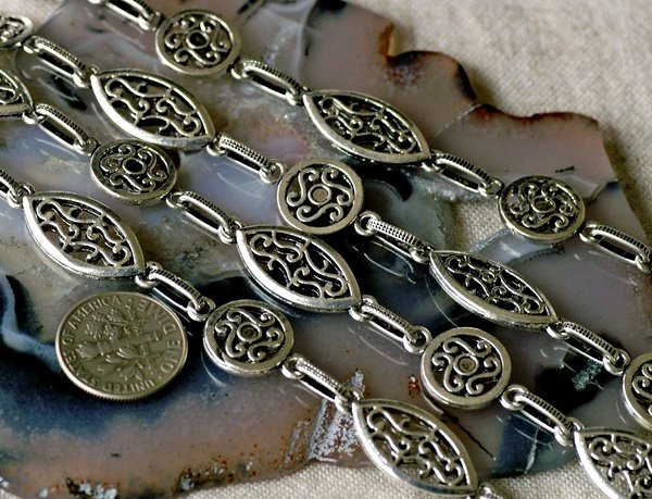 2ft Tibetan Silver Filigree Fancy Chain Necklace Antique Silver Plated Metal h33b