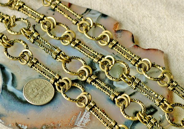 2ft Antique Bronze Plated Tibetan Silver Metal Filigree Fancy Chains h40c