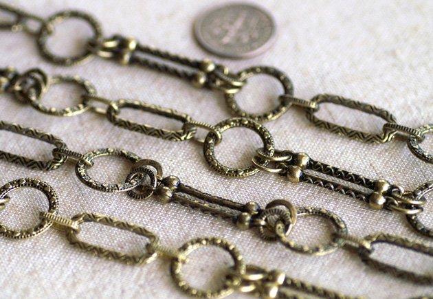 Antique Bronze Plated Metal Large Filigree Chain For Necklace h52ac 6ft