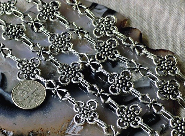 2ft Antique Silver Plated Tibetan Silver Fancy Chains h121b