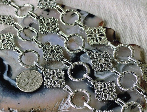 2ft Antique Silver Plated Tibetan Silver Chains Necklace h131b