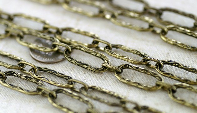 2ft Antique Bronze Plated Tibetan Silver Fancy Chains Necklace h165c