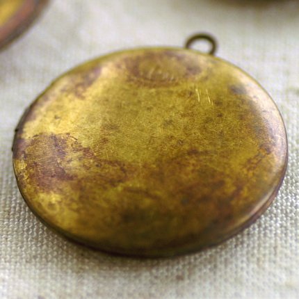 2pcs Vintage Style Oxidized Solid Brass Round Locket Pendant 32mm b65
