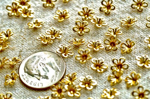150pcs Solid Brass Filigree Flower Shaped Beadcaps 6.5mm bf20