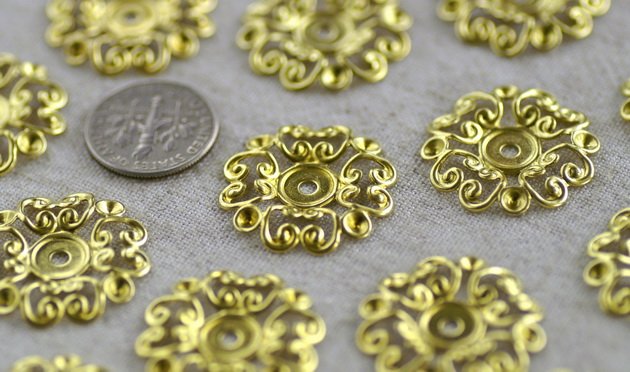 8pcs Brass Stamping Filigree Artistic pattern Wraps Finding bp02