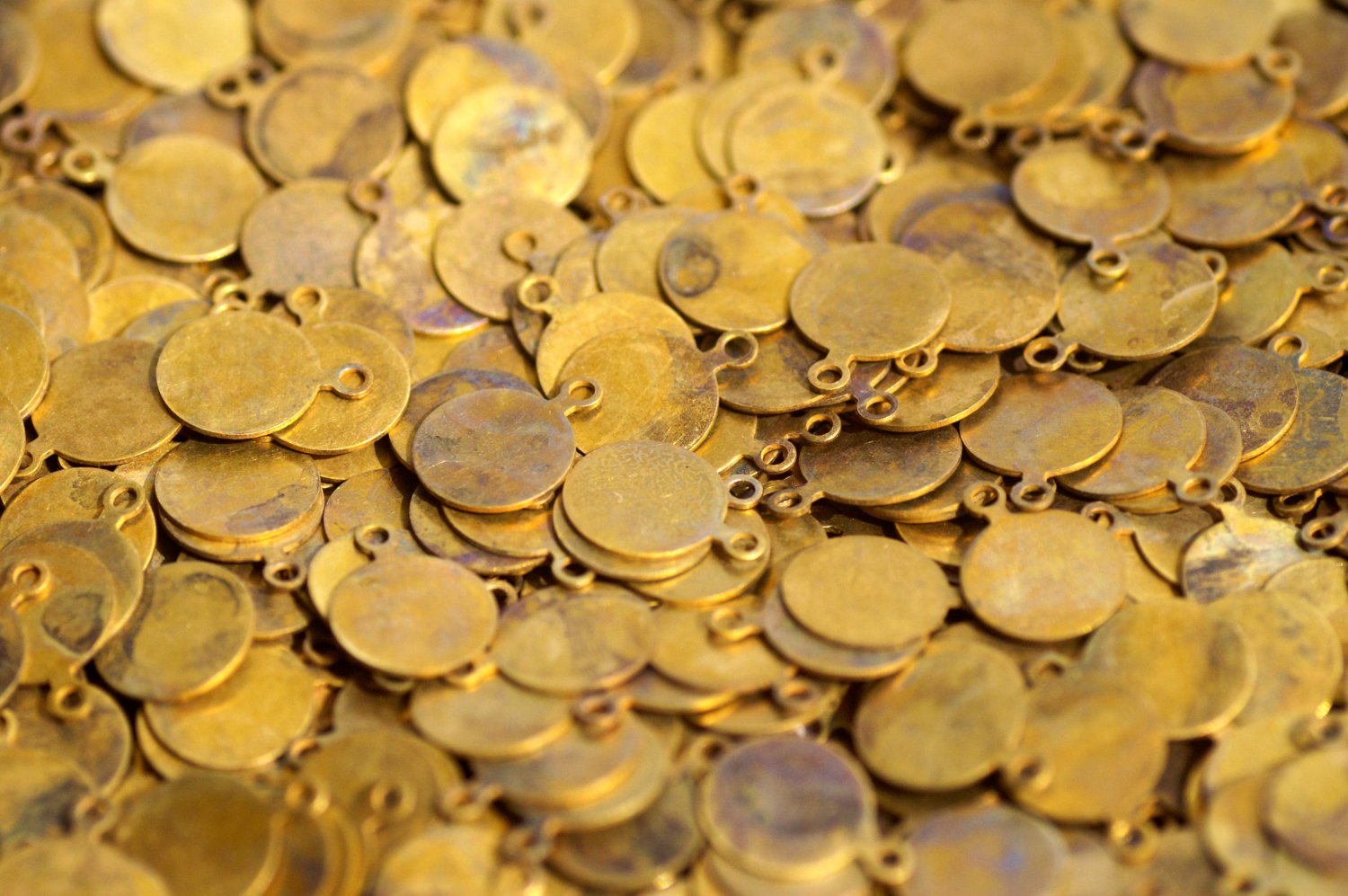 30pcs Oxidized Brass Blank Round Disk Tag Charm 10mm bp46