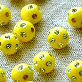 Yellow Flower Point Sparkling Plastic Ball Round Beads 8mm p093 (400pcs)