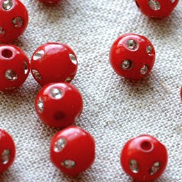 Red Ornate Flower sparkling Plastic Round Beads 8mm p094 (400pcs)