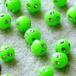 Green Flower Point Sparkling Plastic Ball Round Beads 8mm p102 p102 (400pcs)