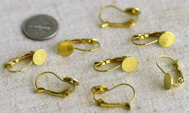 10pcs Solid Brass Lever Back Earwires with 8mm Pad m82