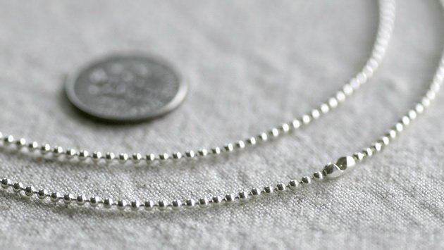 Sterling Silver plated Brass Ball Chain Silver Necklace cn50s 30" 2pcs