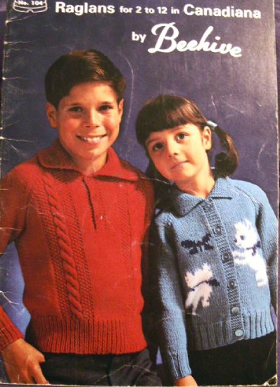 Raglan Sweaters to Knit Patons Beehive Vintage No. 104 Free Ship