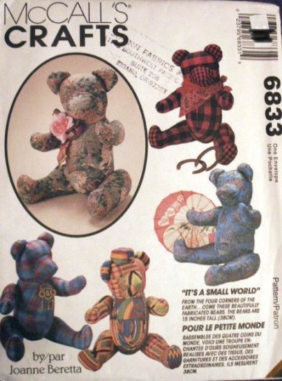 It's A Small World Bears Pattern M 6833 - FREE SHIPPING