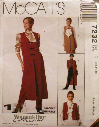 Misses' Vest Pattern - FREE SHIPPING