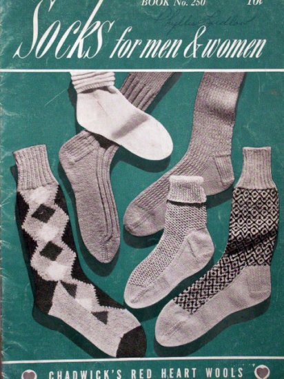 SOCKS for Men & Women Knit Pattern Book 1948 FREE SHIPPING