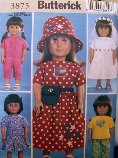 Doll Clothes Pattern B 3875 - FREE SHIPPING