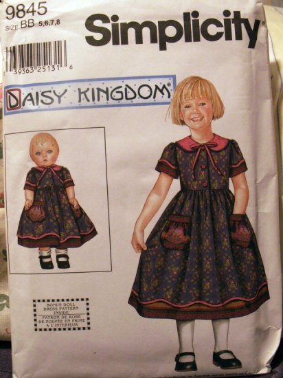 Daisy Kingdom Dress With Doll Dress Pattern S 9845 - FREE SHIPPING