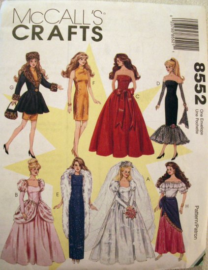 11.5 inch Fashion Doll Clothes Pattern M8552 Out Of Print - FREE SHIPPING