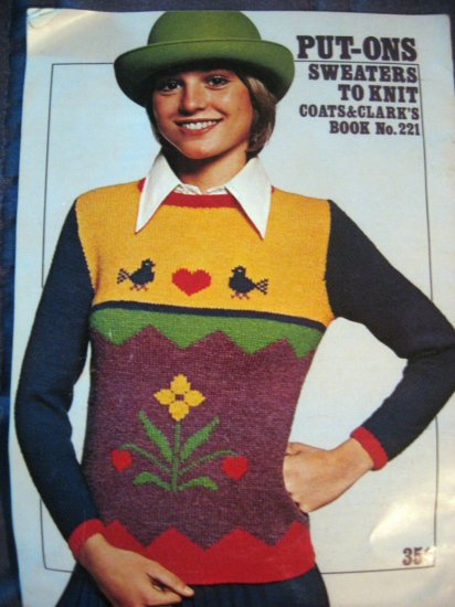 Coats & Clark No. 221 RARE & Unique Put-Ons Sweaters To Knit ALWAYS FREE SHIPPING