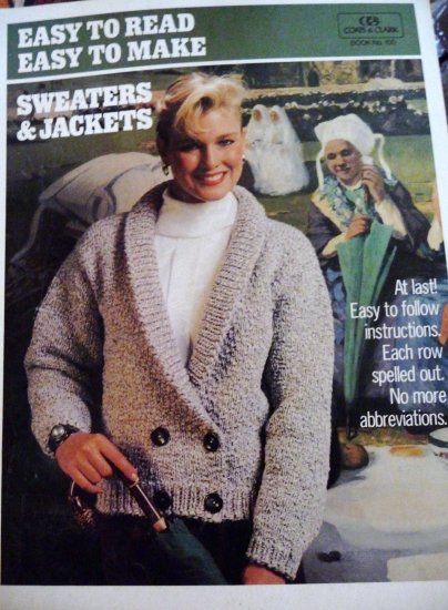 Coats & Clark Sweaters & Jackets No. 100 Knit & Crochet FREE SHIPPING
