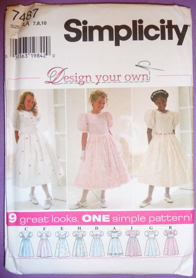 Girls Easter Dresses 9 Variation Pattern Size 7, 8, 10 S7487 FREE SHIPPING