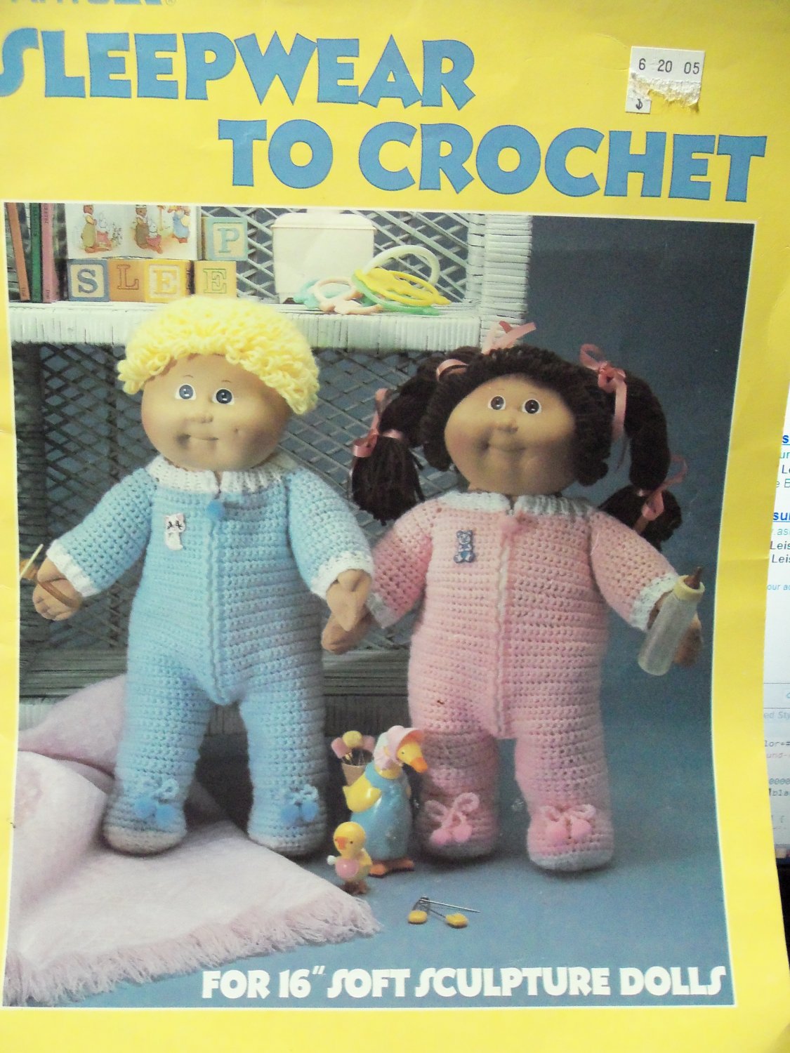 Sleepwear to Crochet For 16" Soft Sculpture Dolls - Leisure Arts #451