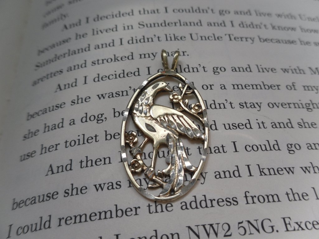Vintage Gold-Plated Silver Oval Bird Pendant