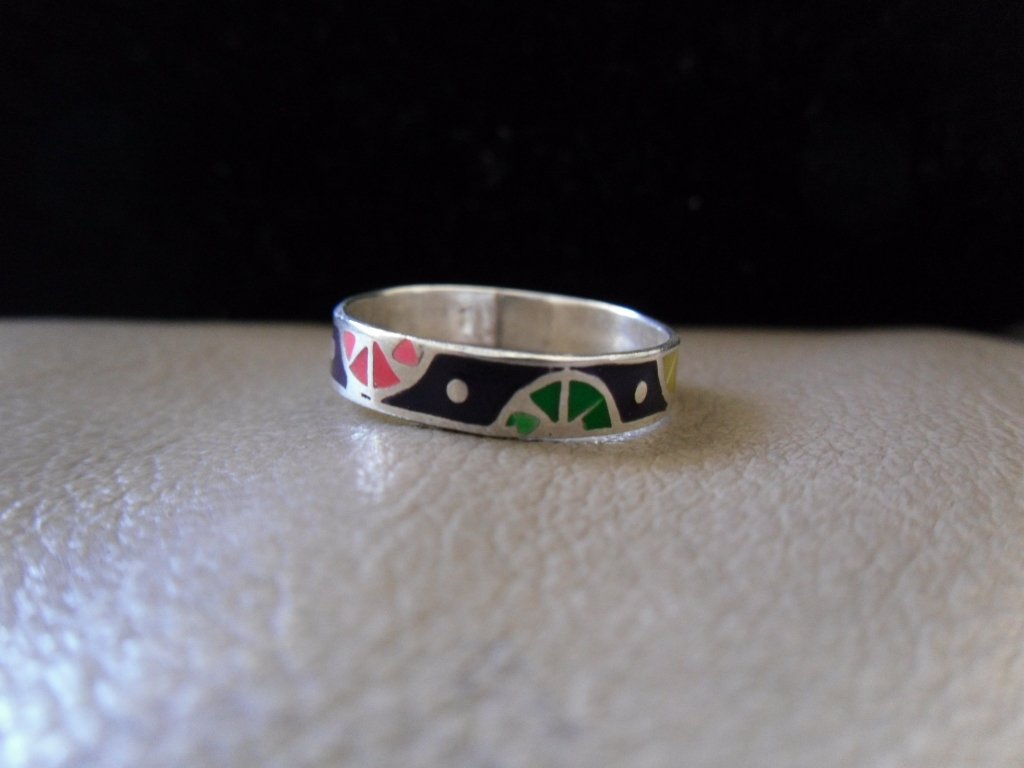 Vintage Silver Lime, Lemon, and Pink Grapefruit Slices Ring (size 8)
