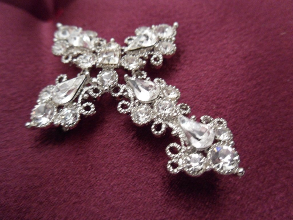 Victorian Gothic/Neo-Gothic Cross Brooch Costume Jewelry