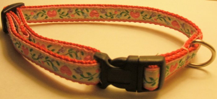 M:- Red nylon collar- Pink hearts with Vines