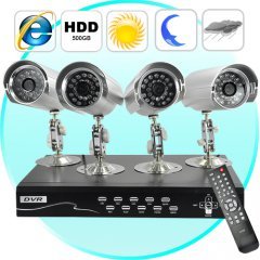 Security Camera + DVR Kit - 4 Cameras and Surveillance Recorder