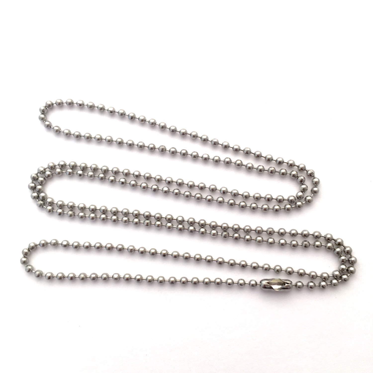 10 Stainless Steel 27" Ball Chain Necklaces 2.4mm Bead Military dog tag chains