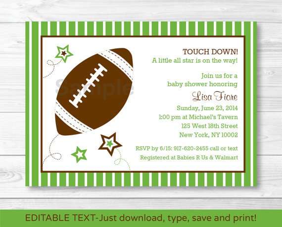 Football All Star Printable Baby Shower Invitation Editable PDF #A110