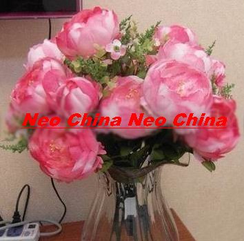 50PCS, Christmas/wedding bouquet,High simulation silk flower/artificial flower,9 flowers peony