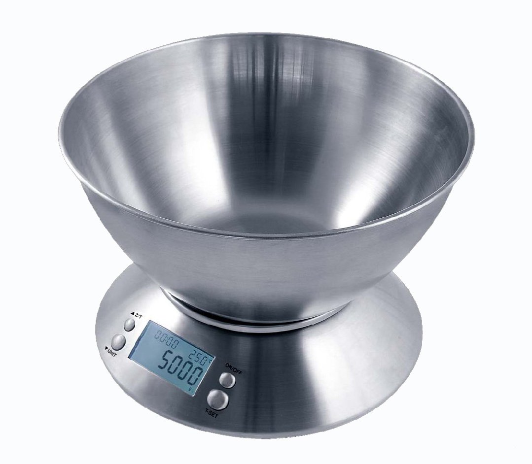 Full Stainless Steel Bowl Balance Digital Kitchen Weight Scale Free Shipping