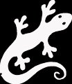 (LIZ 245) 6" white vinyl Lizard gecko climbing die cut window laptop decal sticker.