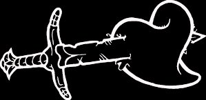 (HRT) 6" white vinyl Dagger heart die cut window laptop decal sticker.