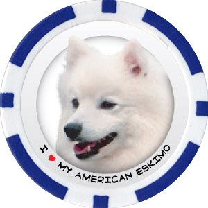 AMERICAN ESKIMO DOG BREED Poker Chips (11.5g) Sold in Packs of 10