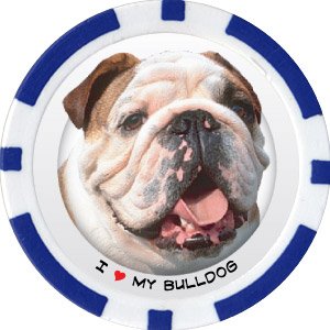 BULLDOG DOG BREED Poker Chips (11.5g) Sold in Packs of 10