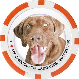 CHOCOLATE LABRADOR RETRIEVER DOG BREED Poker Chips (11.5g) Sold in Packs of 10