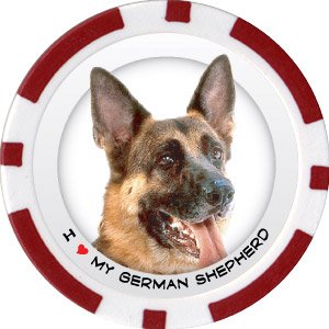 GERMAN SHEPHERD DOG BREED Poker Chips (11.5g) Sold in Packs of 10