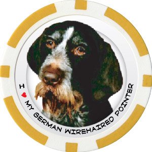 GERMAN WIREHAIRED POINTER DOG BREED Poker Chips (11.5g) Sold in Packs of 10