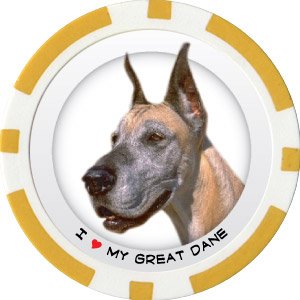 GREAT DANE DOG BREED Poker Chips (11.5g) Sold in Packs of 10