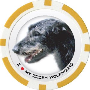 IRISH WOLFHOUND DOG BREED Poker Chips (11.5g) Sold in Packs of 10