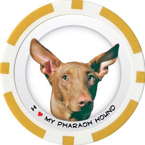 PHARAOH HOUND DOG BREED Poker Chips (11.5g) Sold in Packs of 10